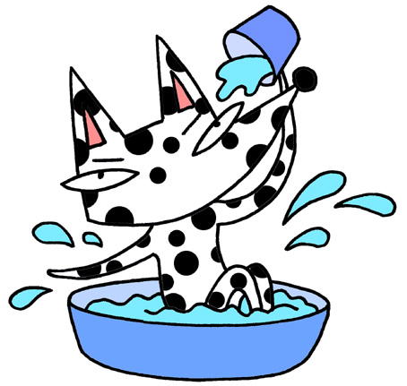 動物イラスト無料素材 犬 イヌ 動物 ワンちゃん 行水 水浴び お風呂